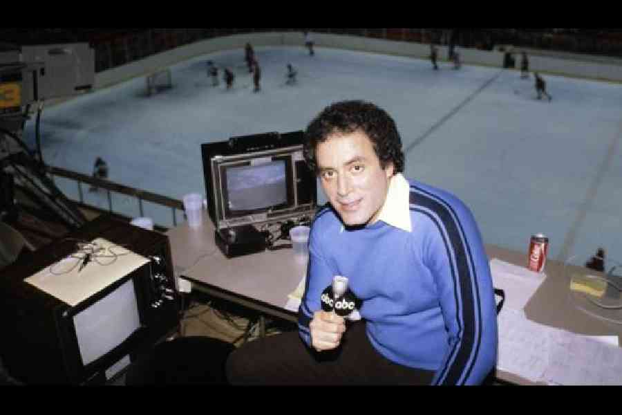 Al Michaels had a great view from the front of the balcony for the Lake Placid 1980 men’s ice hockey competition