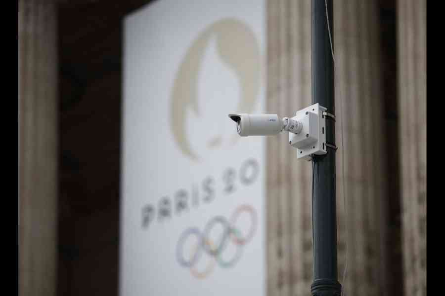 A security camera at the Paris 2024 Olympics