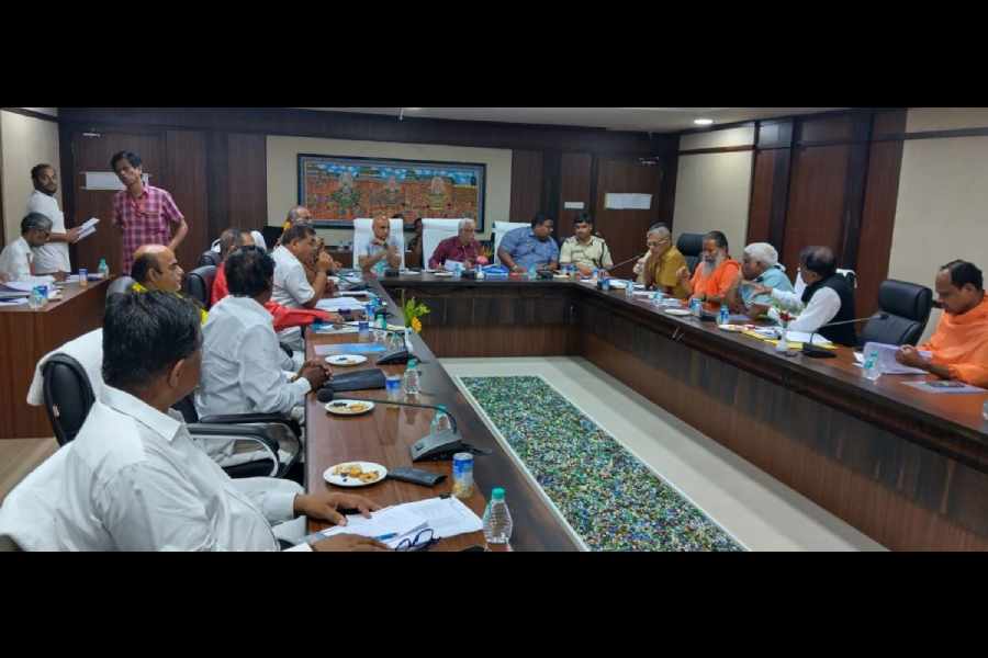 The committee meeting under the chairmanship of Justice Biswanath Rath in Puri on Tuesday regarding the opening up the Ratna Bhandar