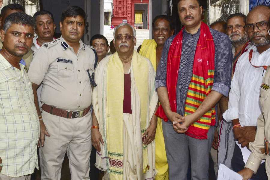Former Odisha High Court judge Biswanath Rath during the reopening of the Ratna Bhandar at the Jagannath Temple in Puri 