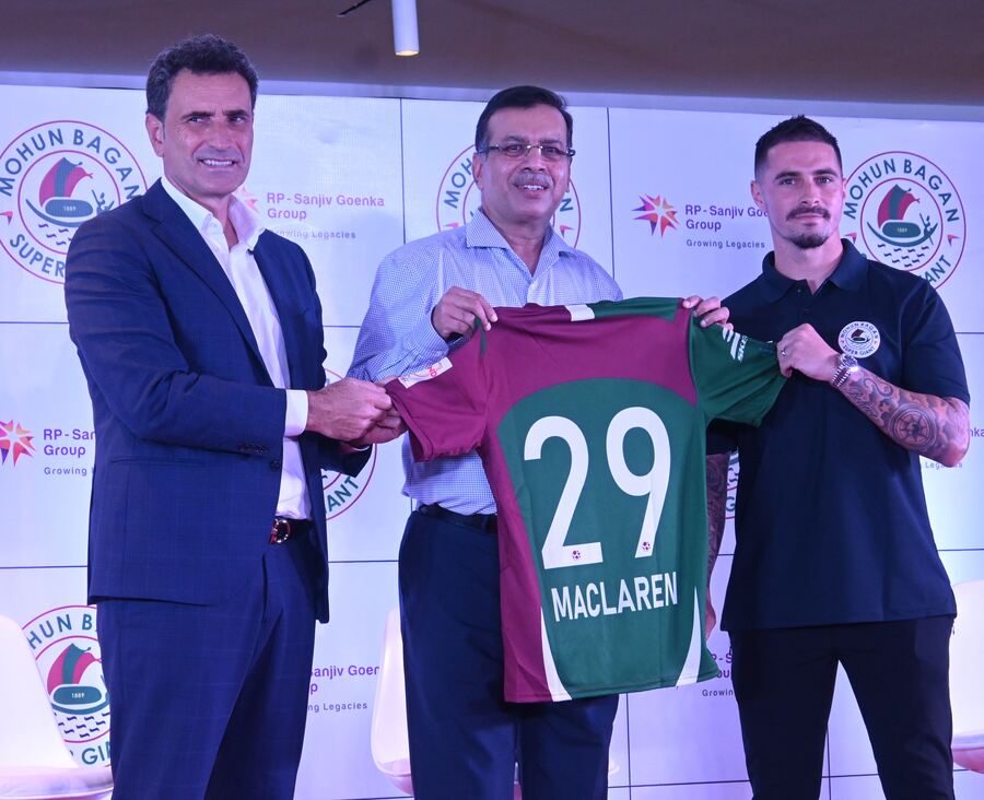 Mohun Bagan Super Giant owner Sanjiv Goenka introduced head coach Jose Molina and new player Jamie Maclaren at a special press conference on Tuesday    