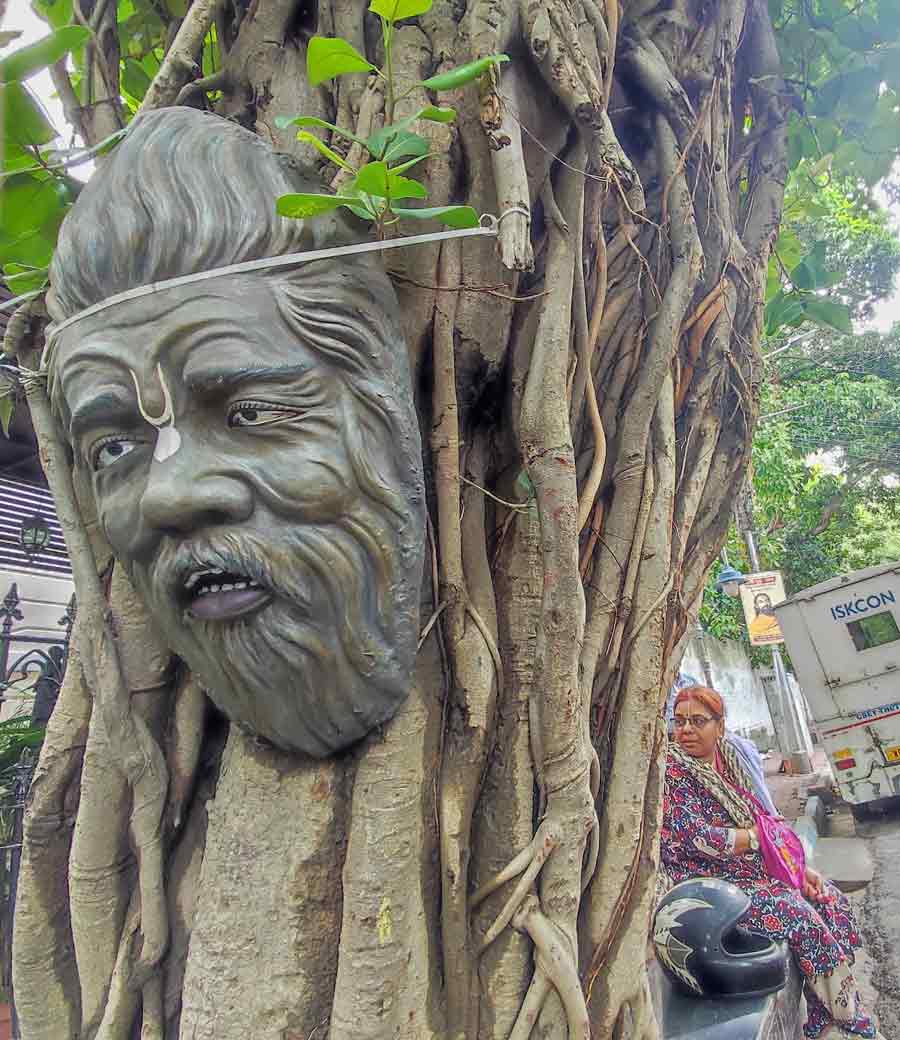In a picturesque snap, a devotee was seen resting under an old Banyan tree in front of ISKCON temple on Albert Road on Monday  
