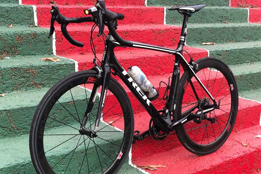 Glen rides a Trek Madone, classic version
