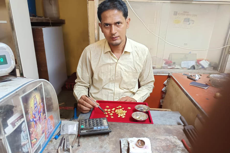Work as usual for Kaushik Mandal at his workplace