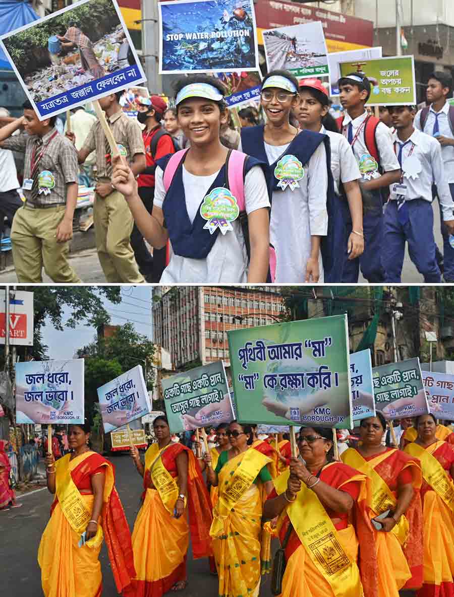 Kolkata Municipal Corporation also organised a rally on World Environment Day. Several school students took part in the rally