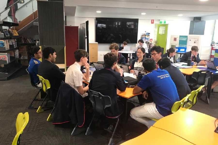 Students of St Xavier’s Collegiate School interact with students of Hillcrest Christian College in Queensland