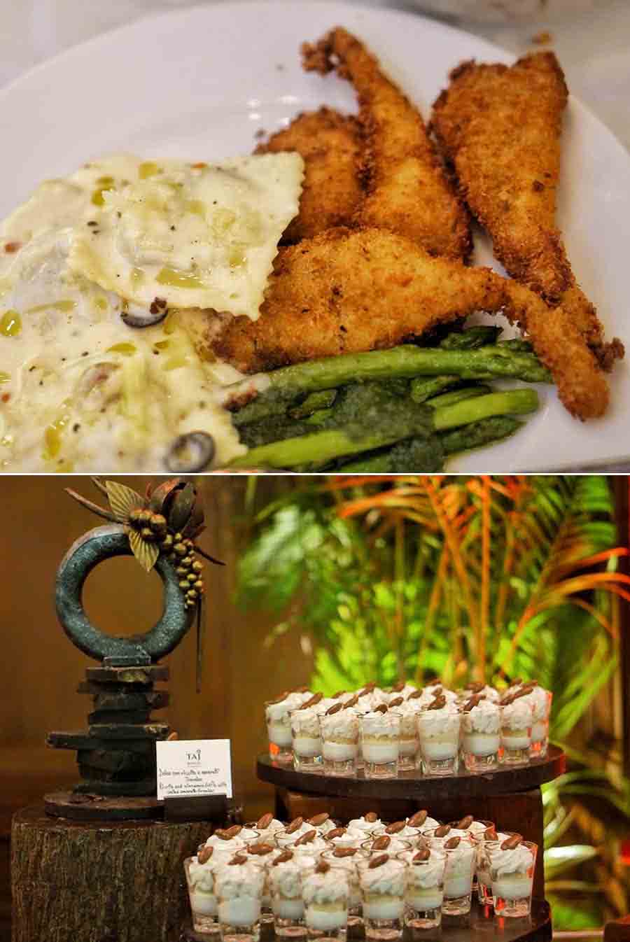 Three different food stations were serving authentic Italian food and desserts. Some of the dishes included Ravioli Confarro Formaggio, Crumb-Fried Rome-Style Stem Artichoke and sweets like Dolce Con Ricotta E Amaretti Tiramisu