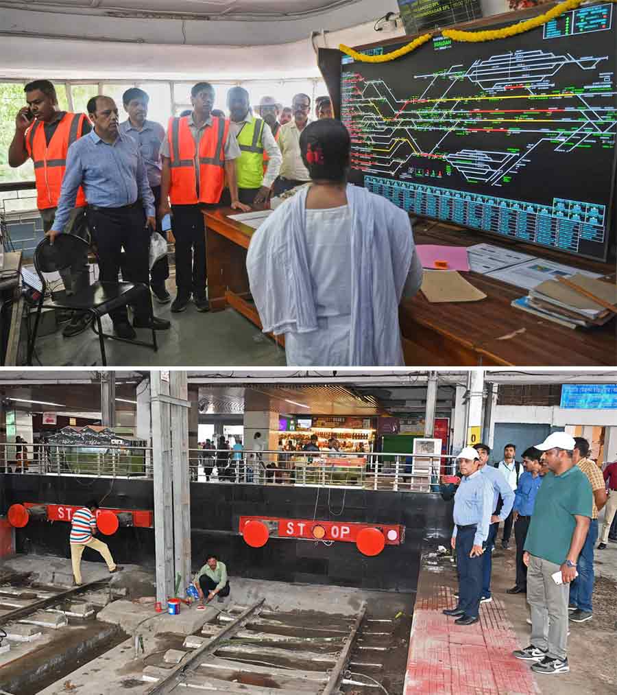 Deepak Nigam, DRM/Sealdah, inspected the platforms 1 to 5 and train services are gradually returning to normal after three days   