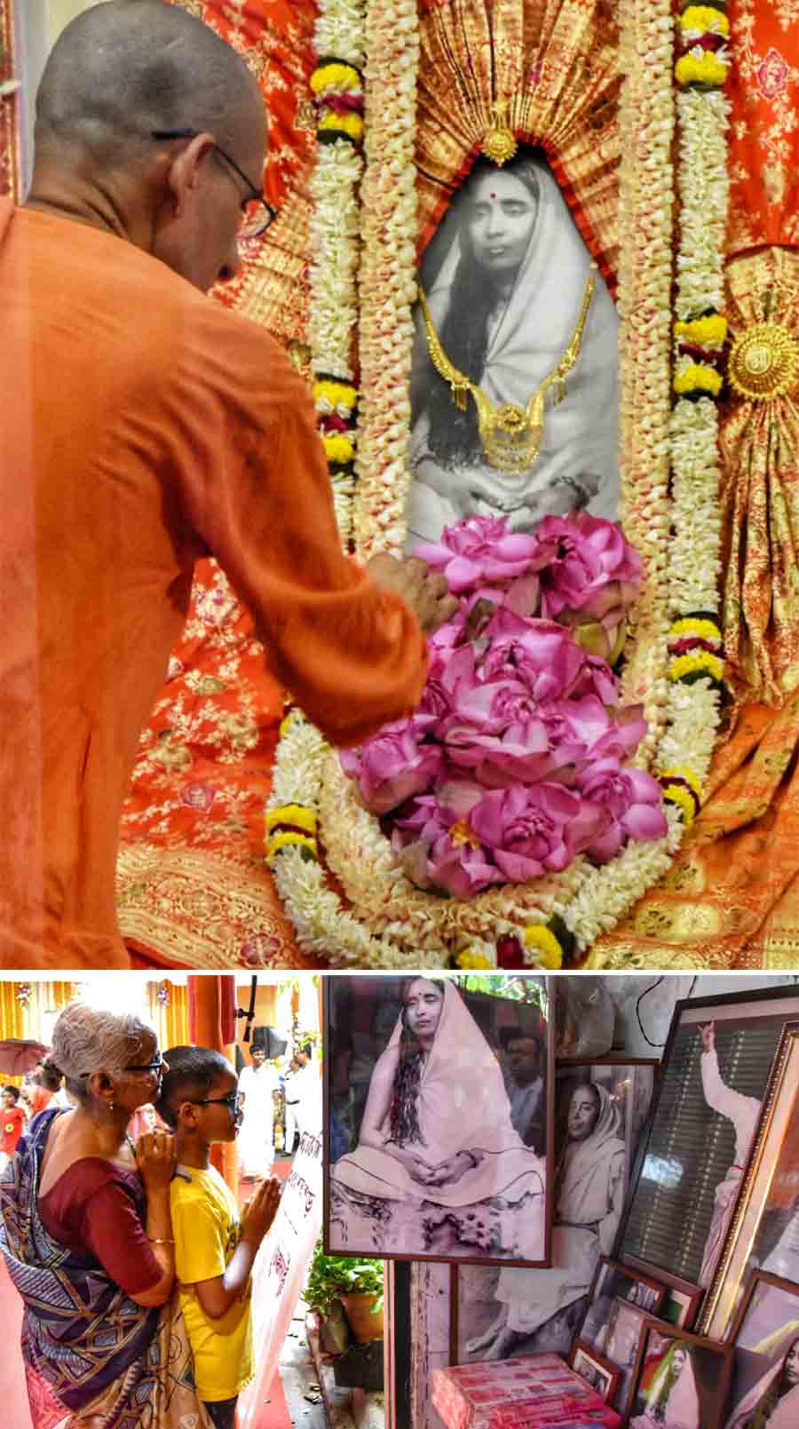 Devotees flocked Maayer Bari at Bagbazar on Monday 