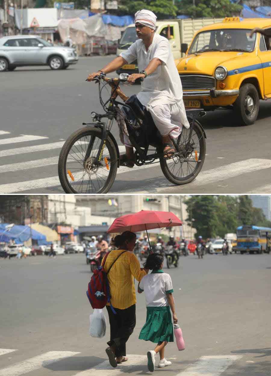 The temperature in Kolkata was comparatively lower than the last two days. The maximum temperature recorded was 35.8°C. However, the maximum relative humidity was around 85 per cent making it uncomfortable throughout the day. The schools in the city reopened on Monday although IMD has declared a heatwave in south Bengal