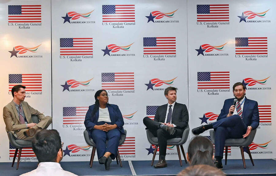  (From left) Consular officers Dane Rohrer, Lee Ann, Andrew Price and consular chief Karl Mercer addressed student queries and cleared their doubts