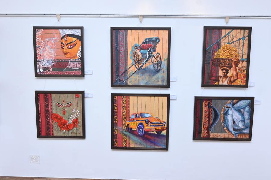 Talking about her canvas, a single taant sari, Anukta said: “I had a lot of fun doing it! I have painted on taant before, but this is the first time I used it as a canvas. It’s a sari I’ve worn before and the recycling adds a layer of depth, imbuing personal memories into the artwork.”