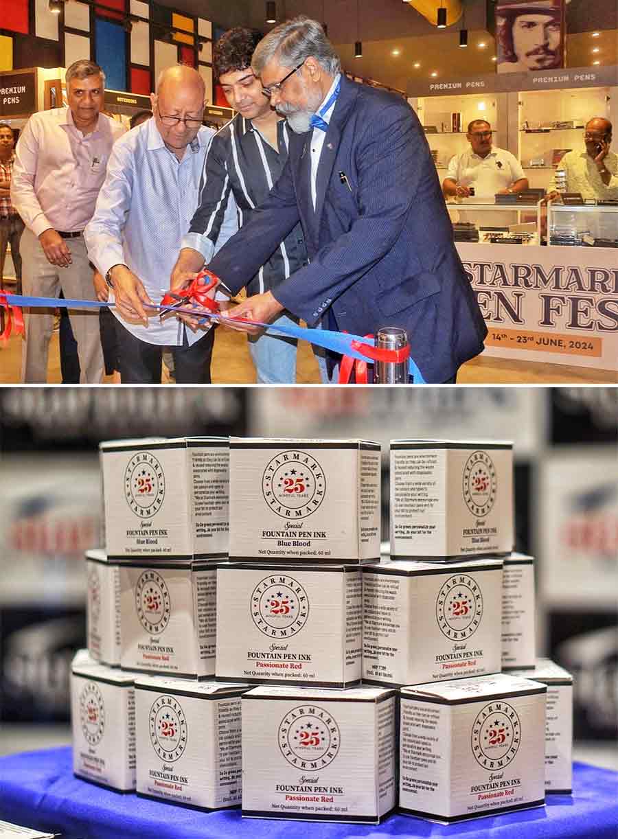 Starmark launched an ink station and introduced a special collection of red and blue inks on Tuesday. The initiative was inaugurated by hand lettering and calligraphy expert K.C. Janardhan at South City mall on Tuesday. This initiative commemorates Starmark's 25th anniversary and coincides with the first pen festival at Starmark