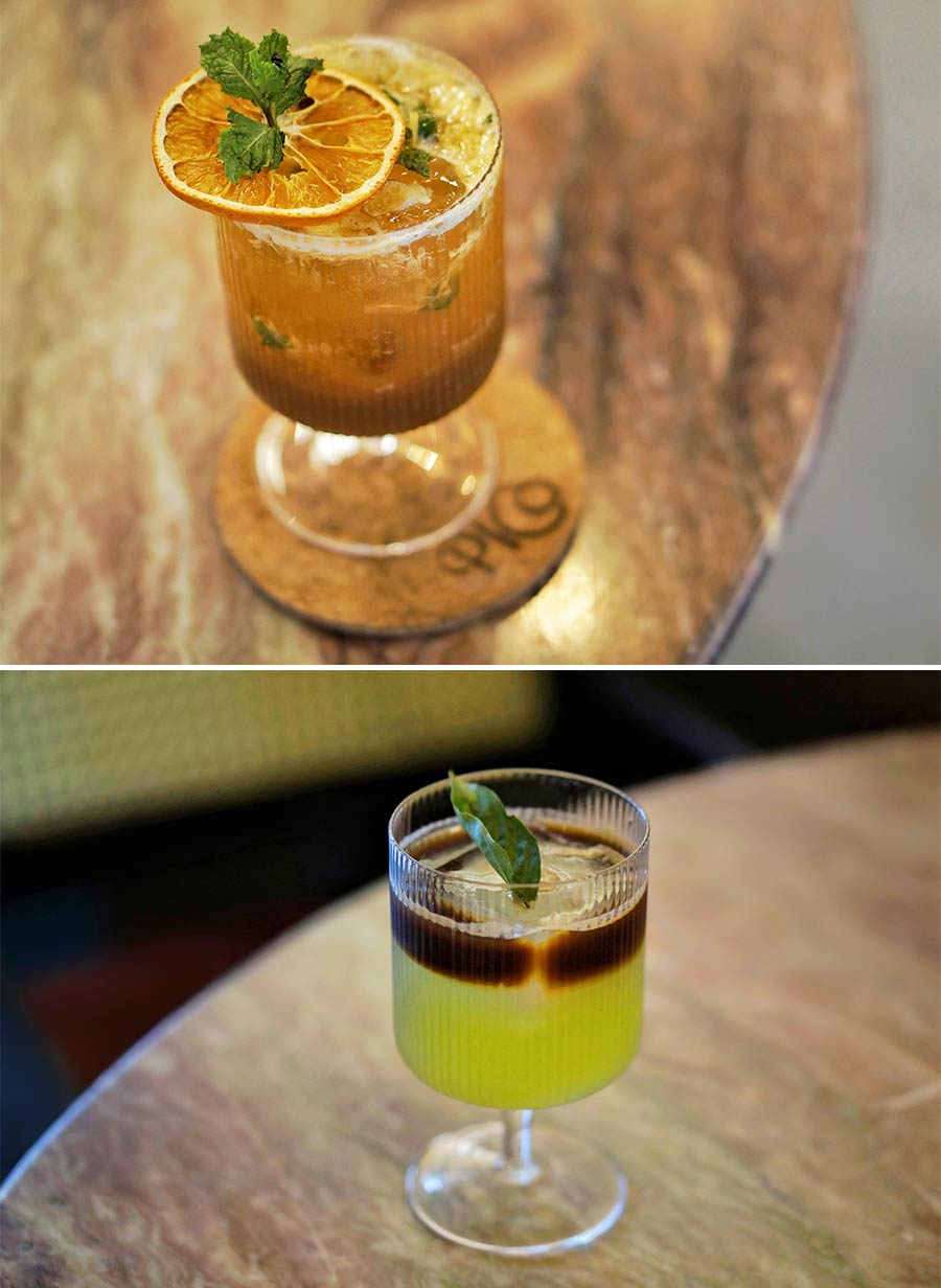 Every cuppa comes with a card detailing the type of beans used and how the coffee was made. The (top) orange coffee concoction, made with fresh orange juice, a shot of espresso and tonic water — a recipe developed by the owner —  is the best way to start your experience at Pico. The basil coffee concoction offers a whole new coffee drinking experience with freshly muddled basil leaves topped with a shot of espresso