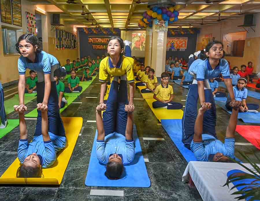 No yoga was difficult for more than 100 students of St Joan’s School in Salt Lake