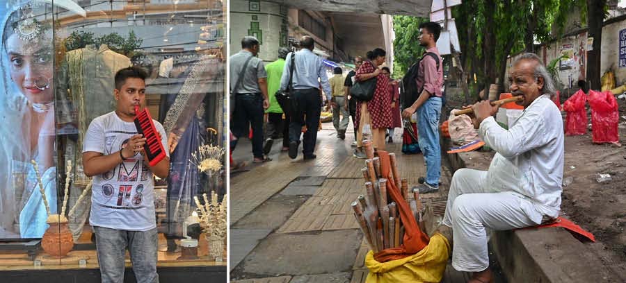 On World Music Day, My Kolkata caught street musicians spreading joy through melody. (In picture) A musician playing pipe piano on Park Street and an aged musician playing flute outside Dum Dum station 