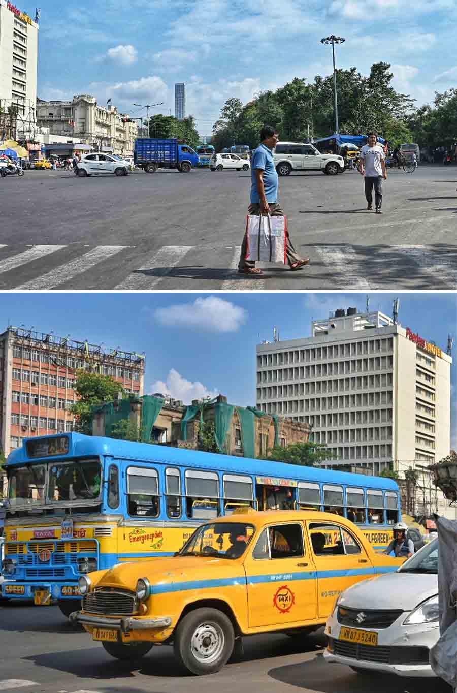 Inbetween the never-ending wait for monsoon to arrive in Kolkata, the city witnessed a clear sky at Esplanade on Saturday afternoon 