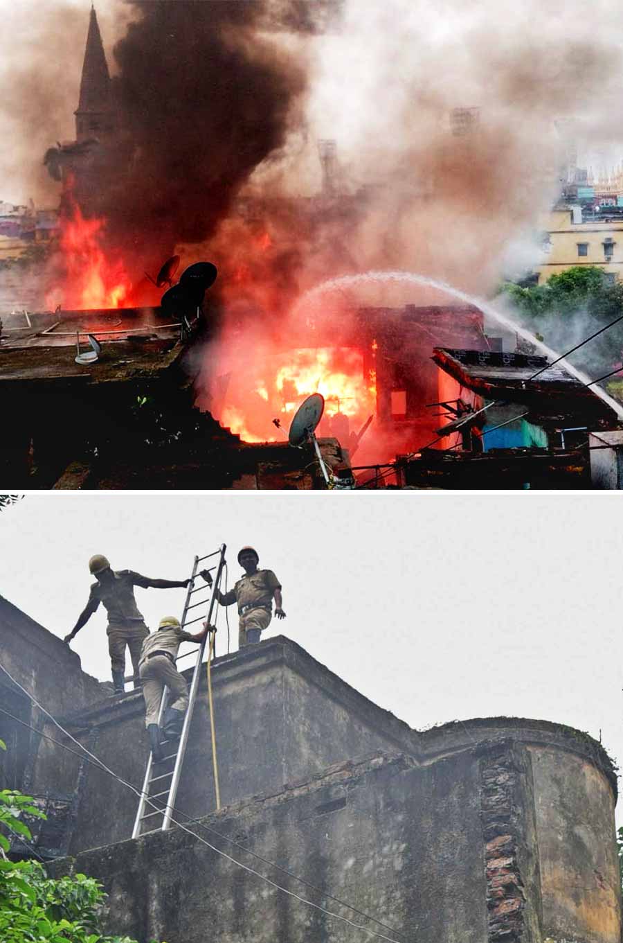 A fire broke out at 4 Garstin Place close to Bankshall court early Saturday morning. The building houses lawyers’ chambers, chemical godown and other offices. The fire department, disaster management group and Kolkata police carried out operations at the spot. The blaze was brought under control and the cooling process was on till reports last came in. Fire and emergency services minister Sujit Bose too reached the spot