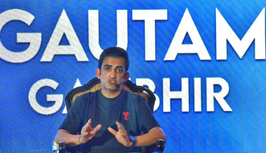 Cricketer Gautam Gambhir takes part in a ‘Rise to Leadership’ session at a city hotel on Saturday  