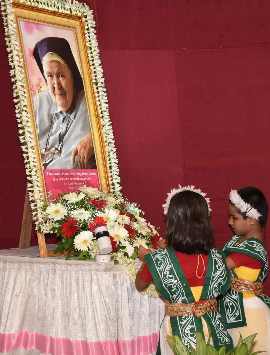 Sister Cyril's first commemorative celebration was held at Loreto Day School, Sealdah, on Friday. Students of Loreto schools across Kolkata and dignitaries from all walks of life were present to remember the work of the Irish nun who had made Kolkata her home  