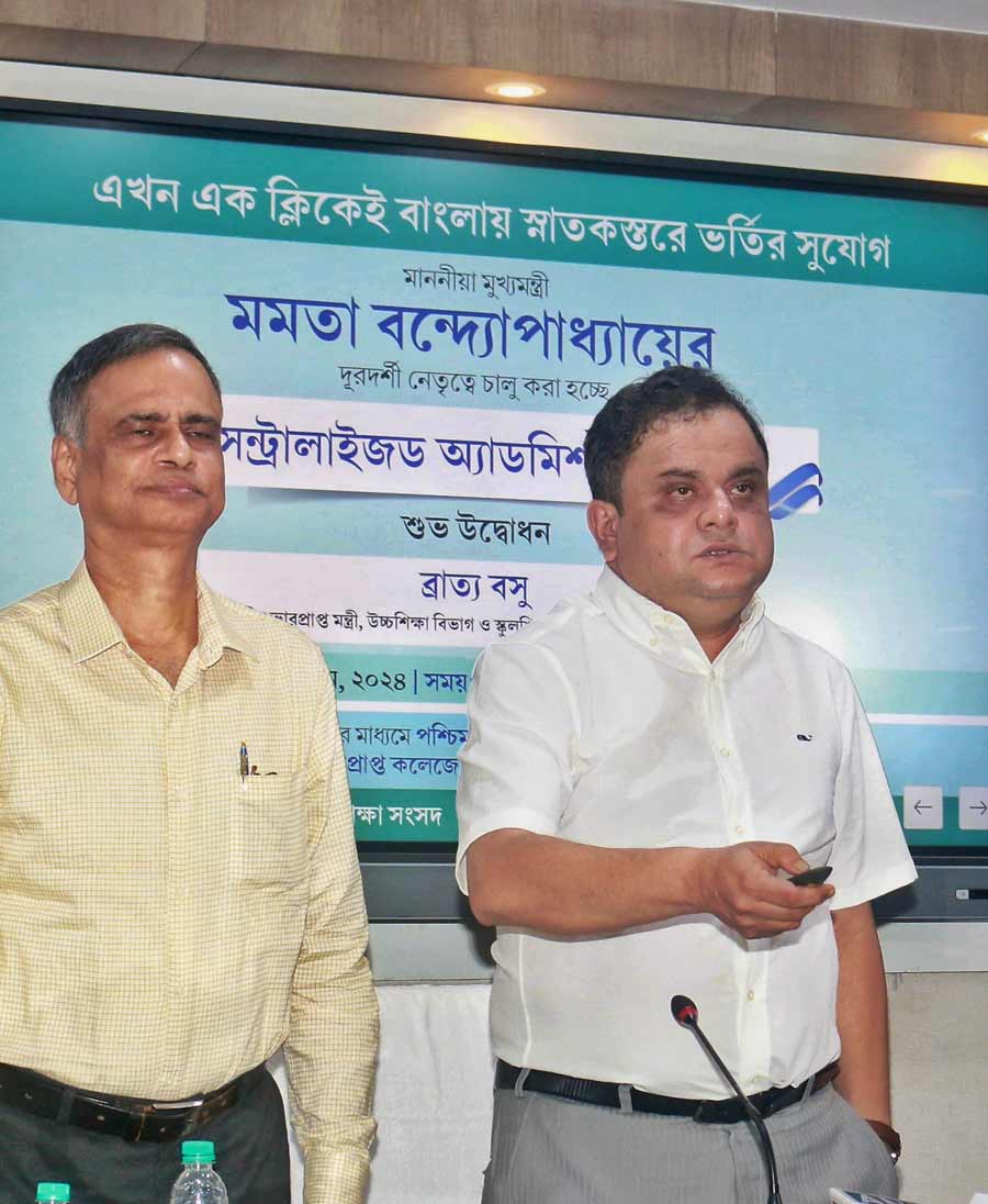 West Bengal education minister Bratya Basu launches a dedicated portal for admission to undergraduate courses in state-run colleges and universities on Wednesday  