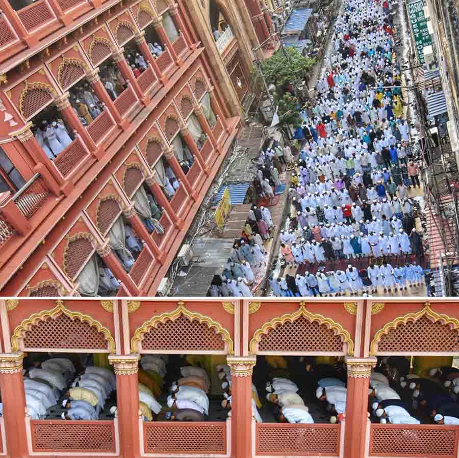 Eid-Al-Adha or Bakr Eid was celebrated on Monday. People gathered at Nakhoda Masjid to offer morning prayers 