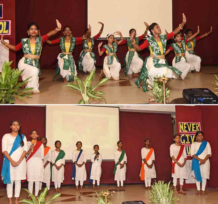 Students of the Loreto Rainbow Homes presented a dance performance and sang ‘Ananda loke, mangala loke’