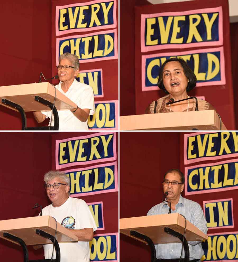 Speakers took turns to speak about how Sister Cyril inspired them. In pictures, (from left) Shaheryaar Ali Mirza, president, Reach Out Star Foundation, Michael Antony, founder of the non-government organisation TRACKS, Sister Antoinette Rodrigues, IBVM, former Loreto provincial and principal of several Loreto schools, Bishakha Sen, assistant director, Loreto Rainbow Homes. Sister Rodrigues said: ‘This is a good time to remember, renew and commit to the values Sister Cyril taught us’
