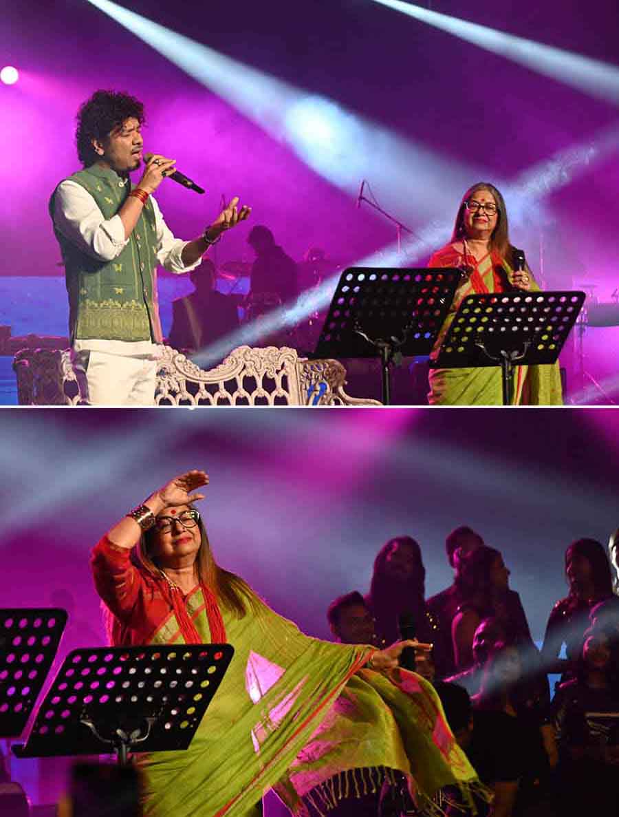 Papon and Rekha Bhardwaj brought alive the legendary romance between Amrita Pritam and Sahir Ludhianvi with original music inspired from their songs, ‘Mai Tenu Phir Milangi’ and ‘Kabhi Kabhi Mere Dil Mein’. “Every year, Sourendro and Soumyojit make us do things we never dreamt of. I’m so honoured to pay tribute to Amrita Pritam, whom I have grown up reading,” said Bhardwaj, as she swayed to the music 