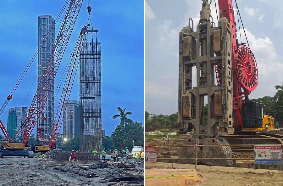 Construction work of the D-wall of Victoria Metro station (Purple line) is going on in full swing. The diaphragm walls have been completed  