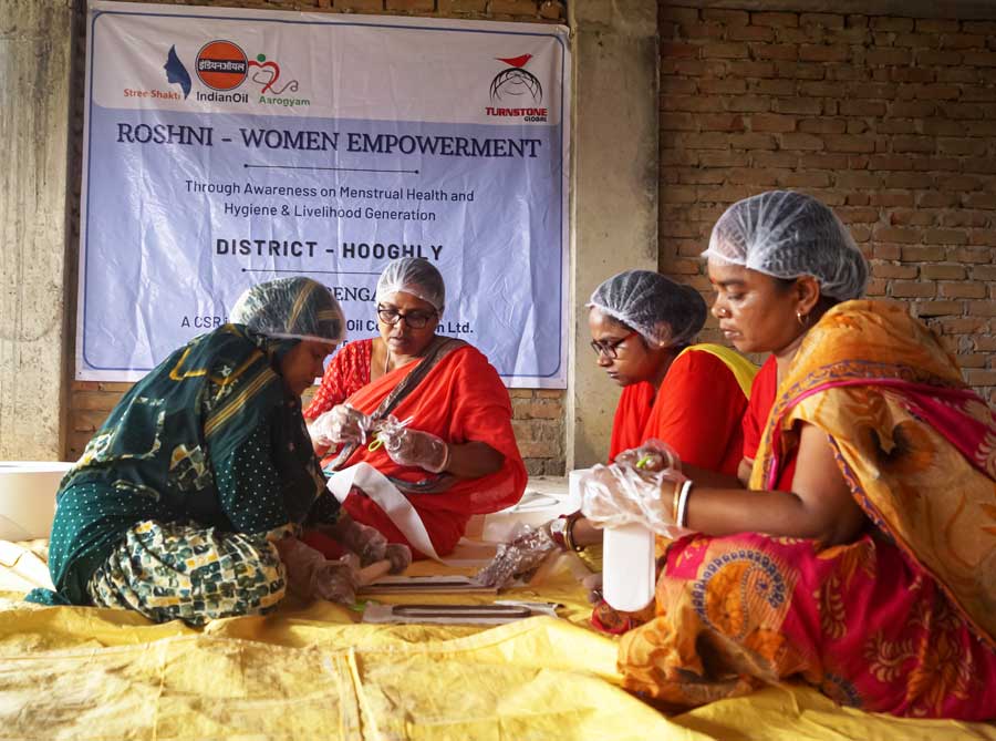 Turnstone Global, a non-profit organisation, has joined hands with Indian Oil Corporation Ltd and undertaken ‘Project Roshni’ in Hooghly district of West Bengal. This is a project on women’s empowerment through awareness on menstrual health and hygiene and livelihood generation.  The project is aimed at creating awareness among village girls and women  