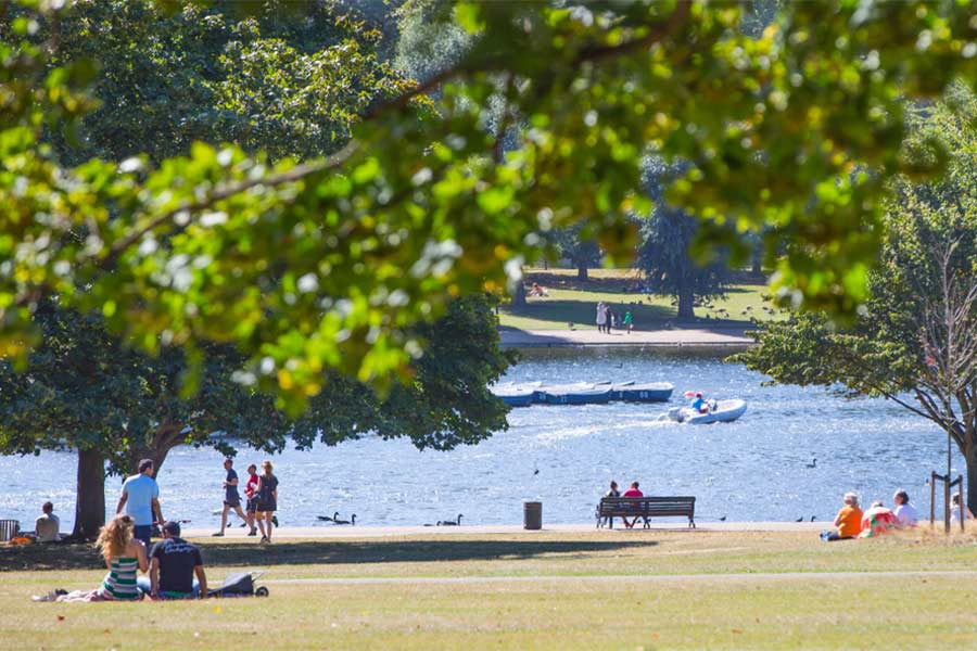 The manmade Serpentine Lake is a favourite with locals for boating