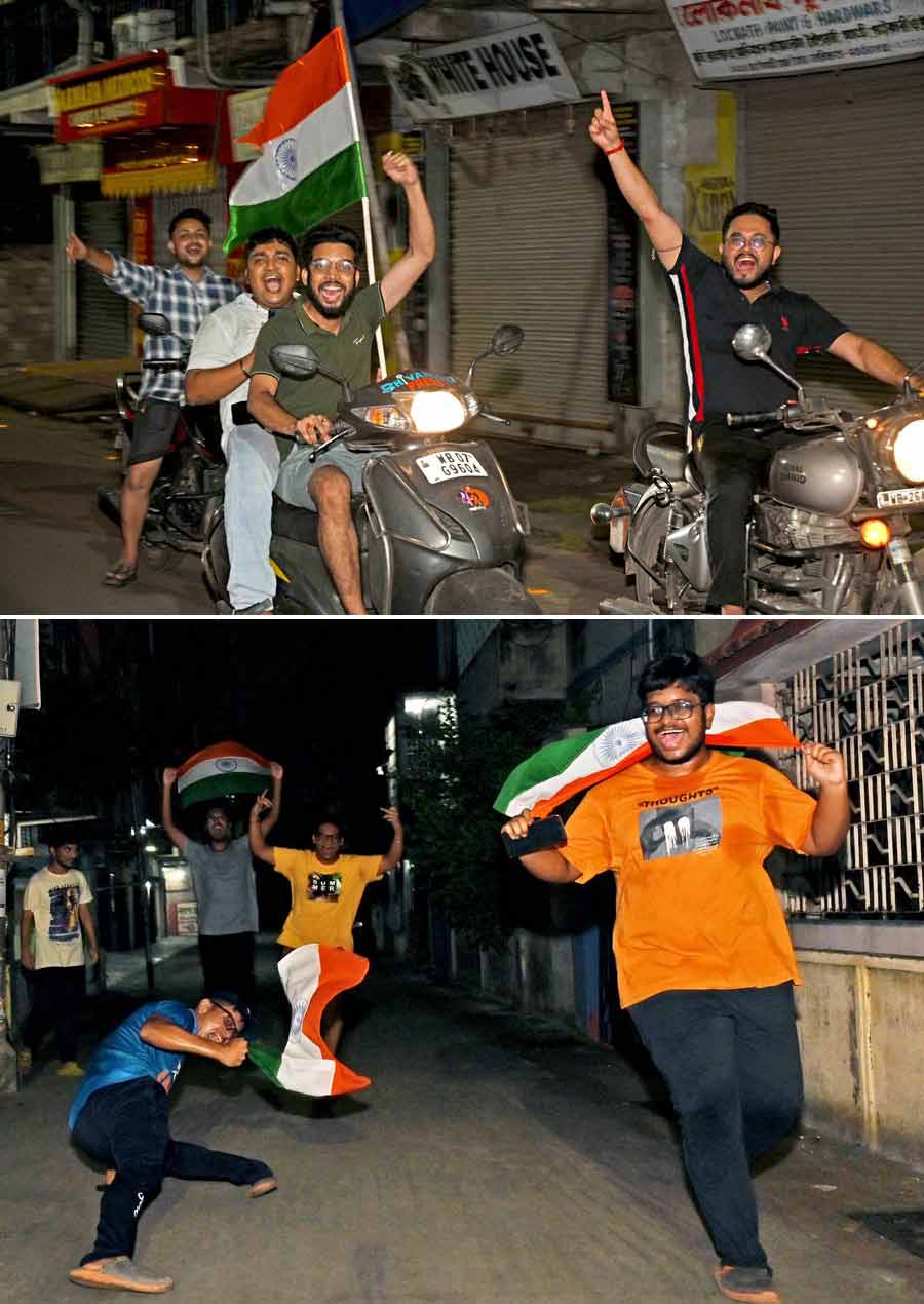 Bike victory processions and crazy acrobatics on the road were the order of the night 