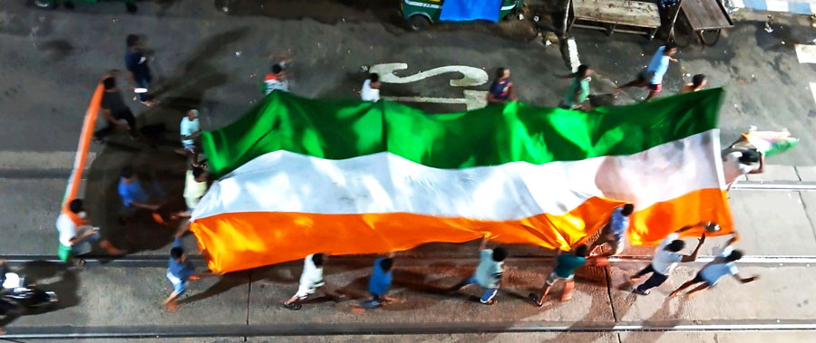 India’s drubbing of South Africa triggered cricket devotees to bring out this mammoth Tricolour on a road in Bowbazar to reflect their unbridled joy