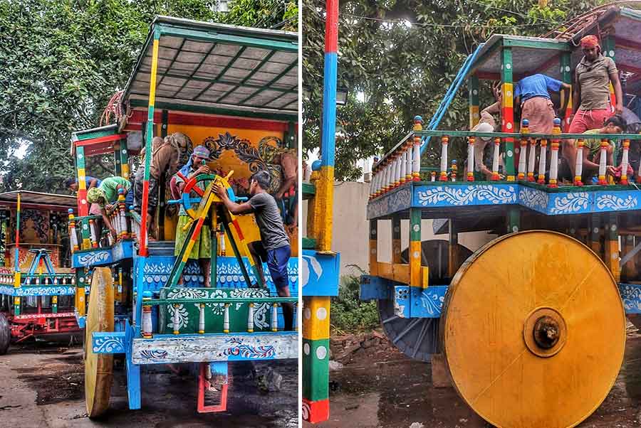 Rath Yatra preparations underway on Gurusaday Road.Rath Yatra will be celebrated on July 7 this year  