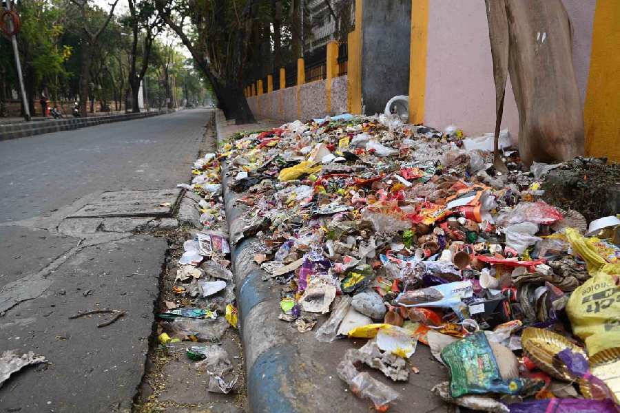 A littered footpath in Sector III's JD Block, spotted recently 