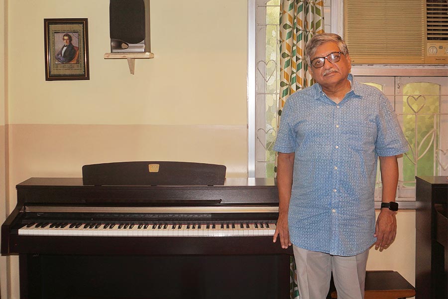 Jyotishka Dasgupta at his music institute, C4, in Salt Lake