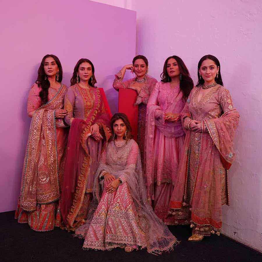 Manisha Koirala, Richa Chadha and Sanjeeda Sheikh also took part in the pink-themed photoshoot. Set against the backdrop of British-ruled India, the story explores how the women at Heeramandi found themselves entangled in a constant power struggle with anti-colonial movements on the rise.