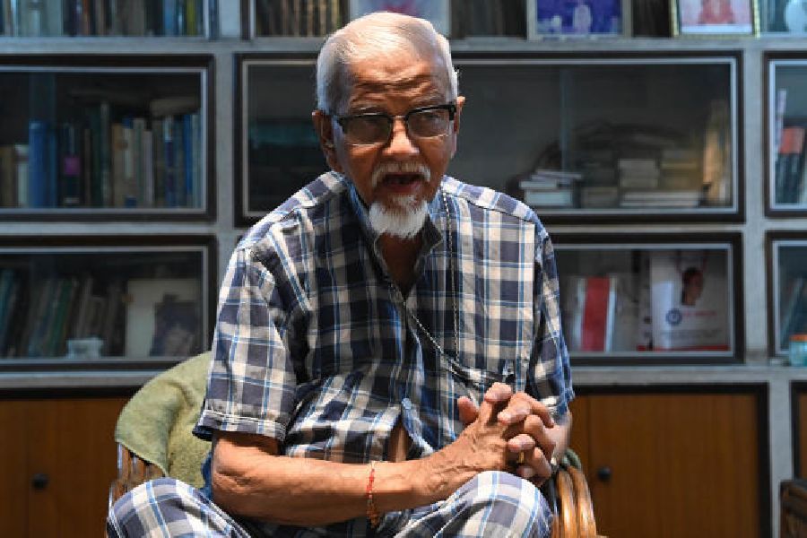 Rupendra Kumar Brahma, 87, at his Salt Lake home on Thursday