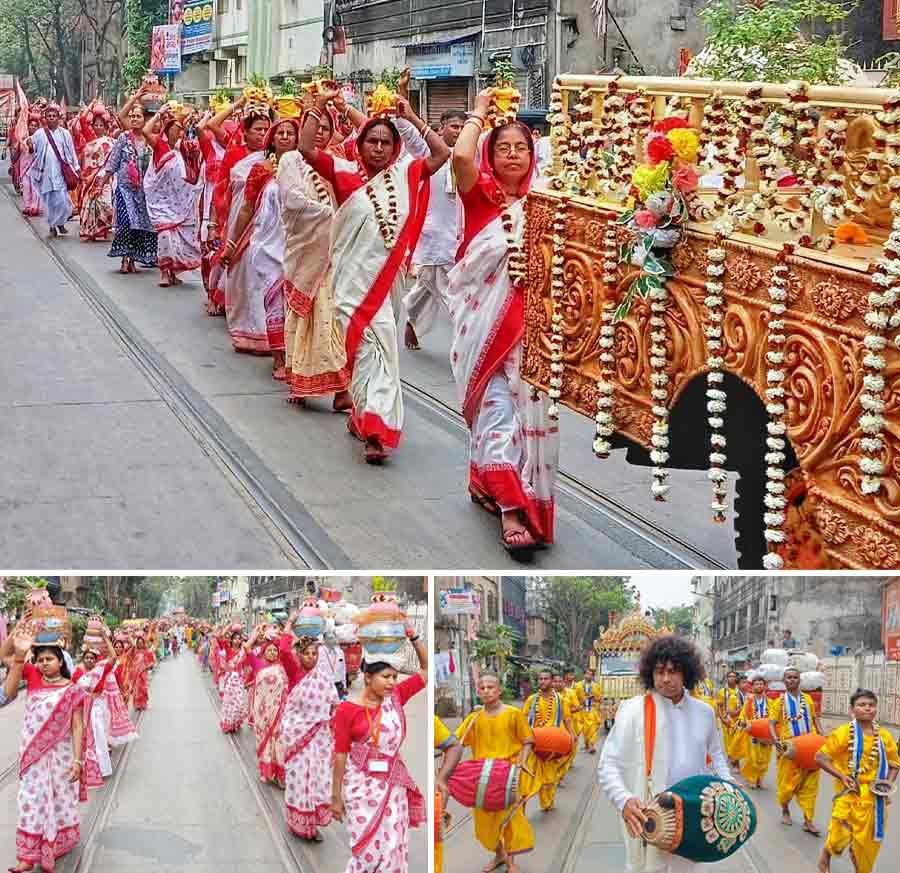  Sri Gaudiya Math Bagbazar held a 5km ‘nagar sankirtan’ walk on the occasion of Sri Chaitanya Janmotsav on Sunday 
