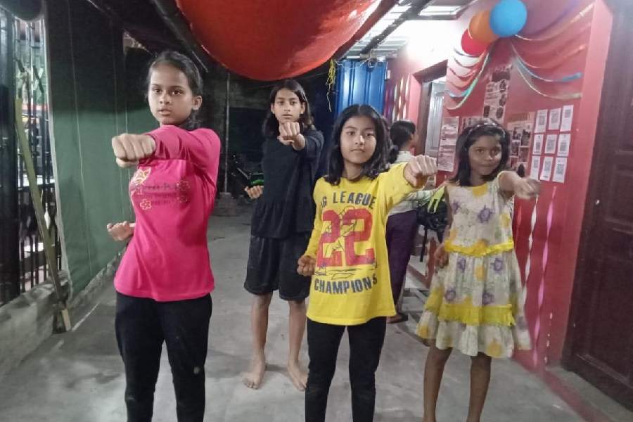Girls attend self-defence training sessions