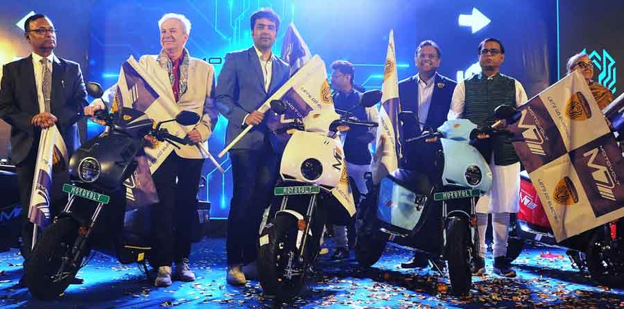Kolkata-based e-mobility company Motovolt Mobility on Tuesday launched their first e-scooter M7 which is India's first multi-utility e-scooter. Motovolt CEO Tushar Choudhary and actor Abir Chatterjee were present among others at the launch 