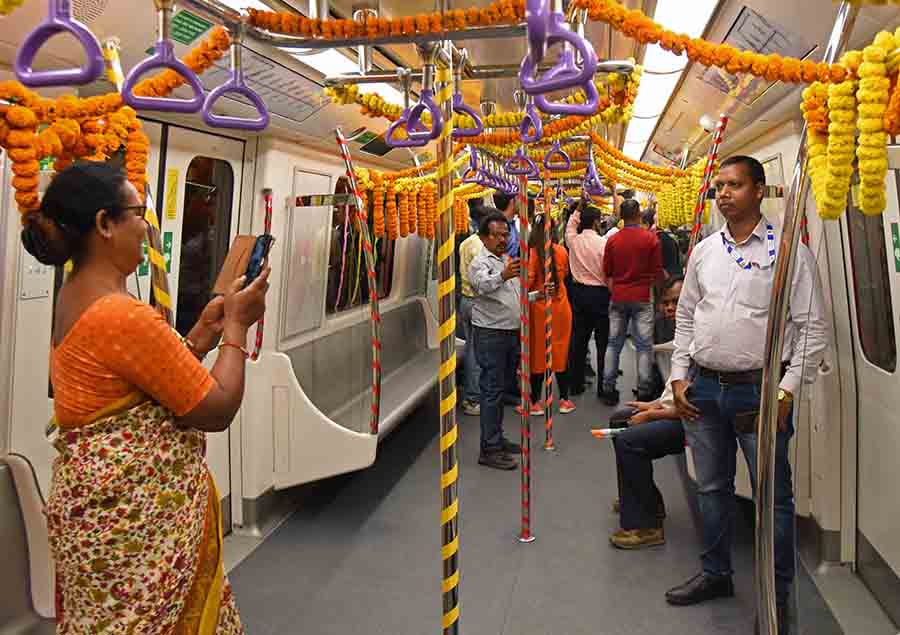 People framed memories on board as it rushed towards Howrah Metro station from Kolkata