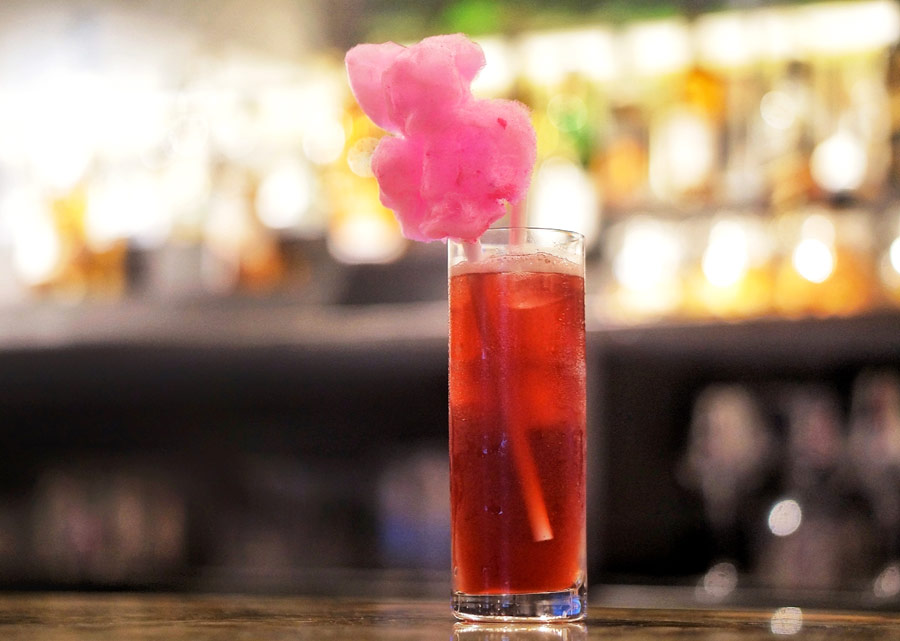 Sip on a Bombastic Tea Party (gin + lemon + maple syrup + candy floss tea) garnished with a candy floss cloud, guaranteed to take you on a wild ride through Wonderland! Also recommended: Bombastic Smoke (Jameson Irish whisky + maple syrup + coffee bitters), smoked with cherry wood and served on an ice block