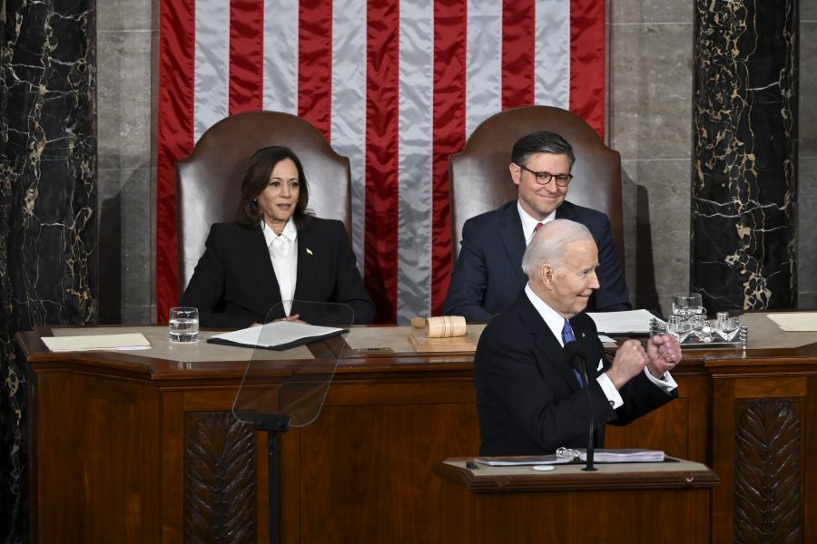 President Joe Biden delivers the State of the Union address to a joint session of Congress at the U.S. Capitol in Washington, on March 7, 2024.