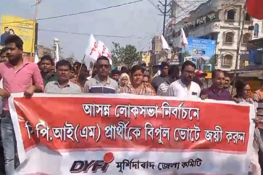 A CPM rally in Murshidabad on Thursday.