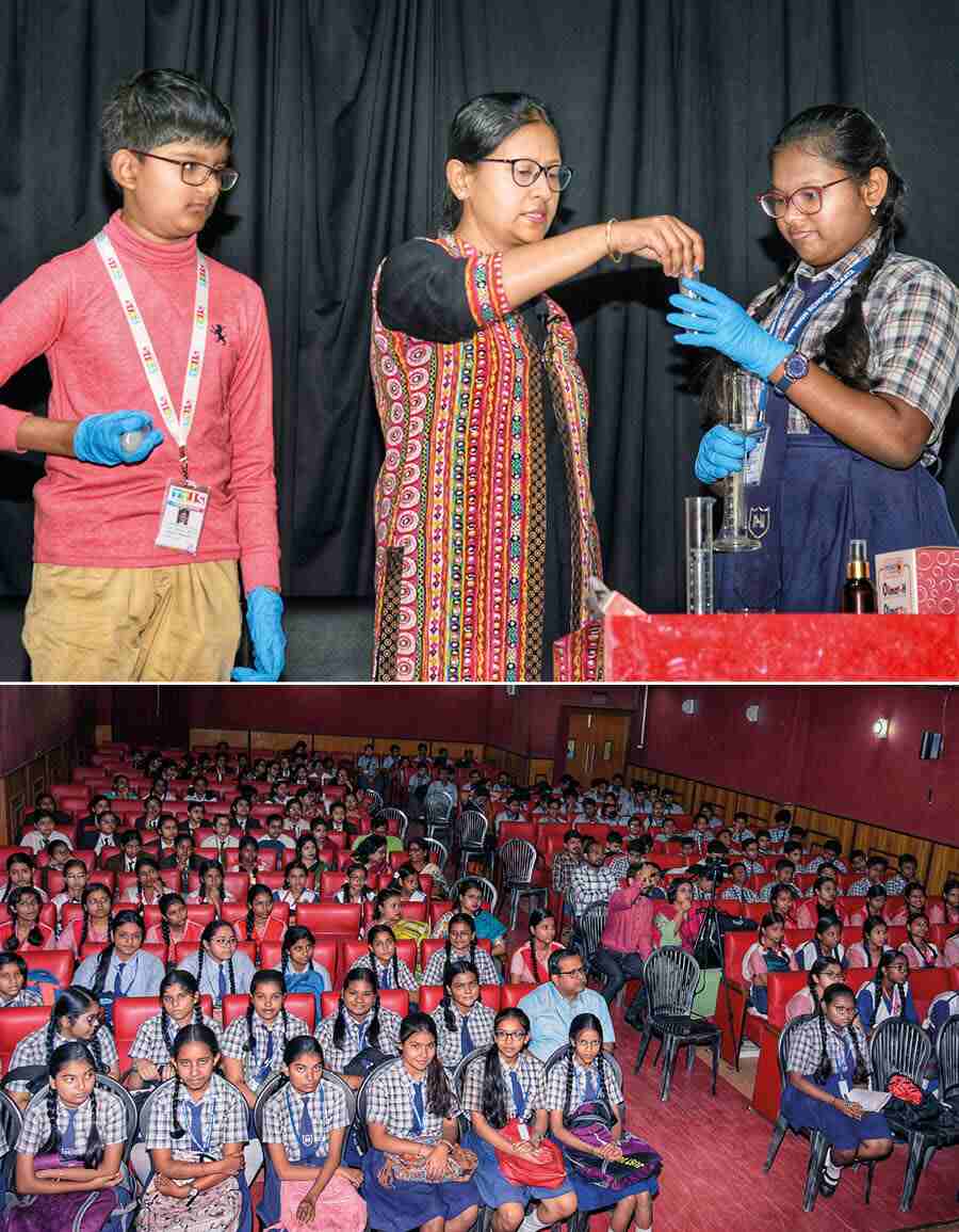Three hundred students from Mattrix Modern School, Beleghata Deshbandhu Girls’ High School, Agrasain Balika Siksha Sadan, New Horizon School, La Martiniere for Girls, Taki House Government Girls High School and Mitra Institution on Friday took part in an interactive session ‘The Journey to Green Chemistry’ at Birla Industrial and Technological Museum. It an experiment-backed narration of the evolution of green chemistry by Kamalika Sen, assistant professor, department of chemistry, University of Calcutta. It was followed up by an open-house quiz on the life and works of women scientists and film show on ‘Women in Science who Changed the World’