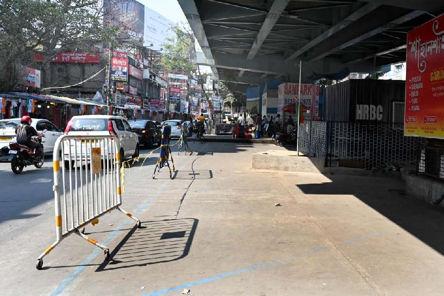 A closed parking bay in Gariahat on Friday. 