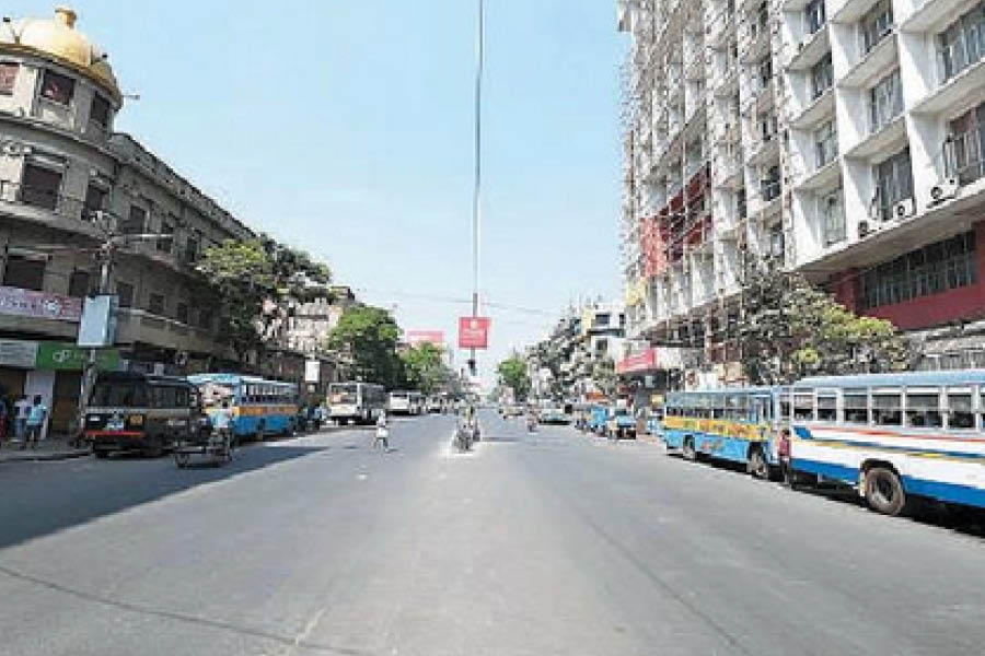 Chittaranjan Avenue during the rally hours on Sunday afternoon.