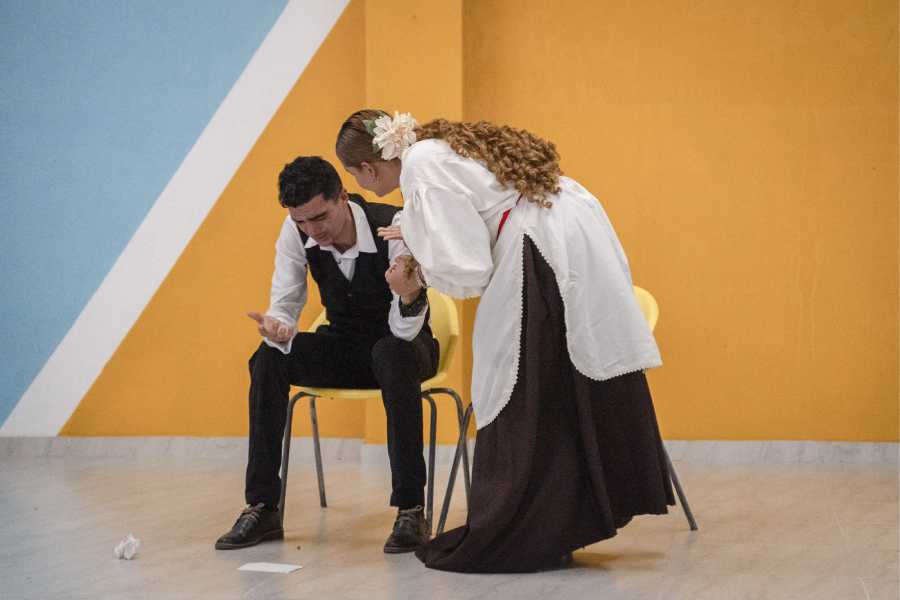 A theater group performs a scene from “Love in the Time of Cholera,” one of Gabriel Garcia Marquez’s.books, in Aracataca, Colombia, on March 6, 2024. The legacy of the global literary titan and Colombia’s most famous author has helped transform the small mountain town of Aracataca, where he was born.